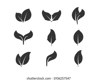 Eco, green, leaves icon set. Vector illustration.