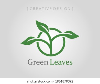 Eco green leaves logo icon design template elements.