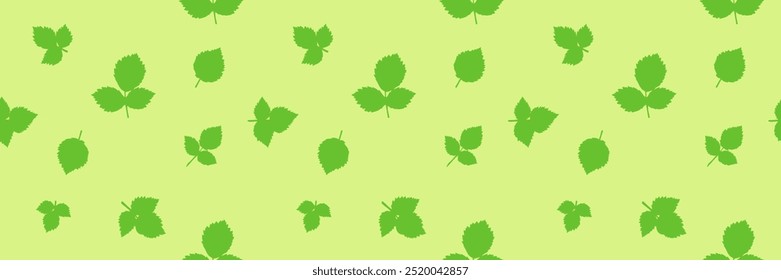 Eco green  leaves web banner, seamless pattern