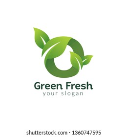 Eco green letter O logo design template. Green alphabet vector designs with green and fresh leaf illustration.