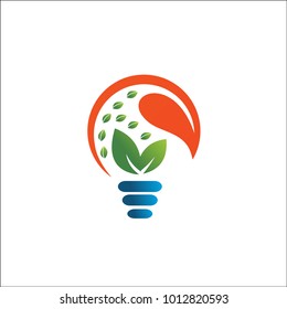 eco green light bulb logo vector