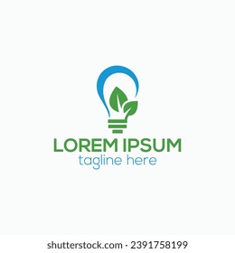 Eco green light bulb logo design isolated vector template illustration