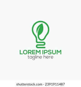 Eco green light bulb logo design isolated vector template illustration