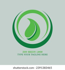 Eco green logo design, using green color, design by illustrator