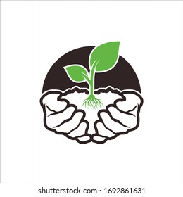 eco green logo formed hand safe world vector element