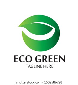 Eco Green logo with leaf icon, good for Beauty anf fashiom and  healthy living