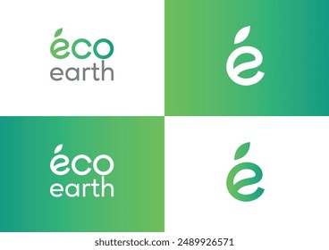 Eco green Logo template. Set of green Eco icons. Eco earth logo