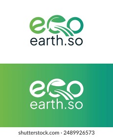 Plantilla con logotipo verde ecológico. Conjunto de iconos ecológicos verdes. Logotipo de Eco Earth