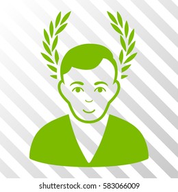 Eco Green Man Glory toolbar icon. Vector pictogram style is a flat symbol on diagonal hatch transparent background.