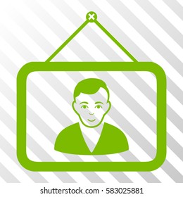 Eco Green Man Portrait interface icon. Vector pictograph style is a flat symbol on diagonally hatched transparent background.