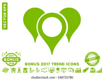 Eco Green Map Pointers pictograph with bonus 2017 trend symbols. Vector illustration style is flat iconic symbols, white background.