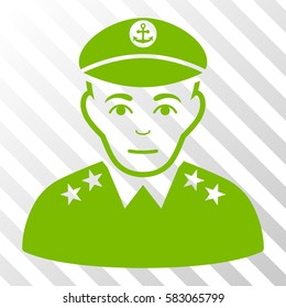 Eco Green Military Captain interface toolbar icon. Vector pictogram style is a flat symbol on diagonal hatch transparent background.