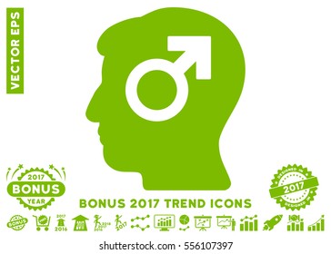 Eco Green Mind Potency icon with bonus 2017 year trend design elements. Vector illustration style is flat iconic symbols, white background.