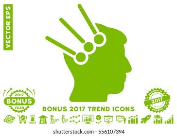 Eco Green Neural Interface Connectors icon with bonus 2017 year trend elements. Vector illustration style is flat iconic symbols, white background.