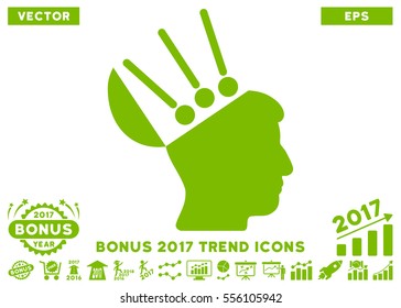 Eco Green Open Mind Interface pictogram with bonus 2017 trend elements. Vector illustration style is flat iconic symbols, white background.