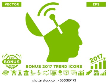 Eco Green Open Mind Radio Interface pictogram with bonus 2017 trend icon set. Vector illustration style is flat iconic symbols, white background.