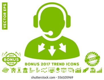 Eco Green Operator Message pictogram with bonus 2017 trend design elements. Vector illustration style is flat iconic symbols, white background.