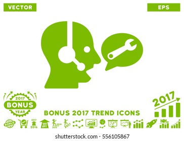 Eco Green Operator Service Message icon with bonus 2017 trend pictures. Vector illustration style is flat iconic symbols, white background.