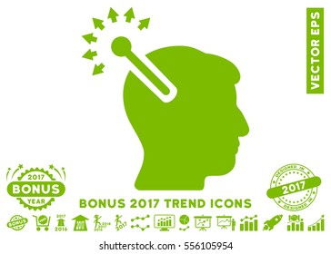 Eco Green Optical Neural Interface icon with bonus 2017 year trend images. Vector illustration style is flat iconic symbols, white background.