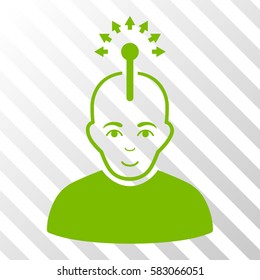 Eco Green Optical Neural Interface interface toolbar pictogram. Vector pictogram style is a flat symbol on diagonally hatched transparent background.