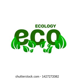 ECO green organic leaf of a tree, icon on a white background. Vector illustration
