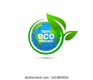 ECO green organic leaf of a tree, icon on a white background. Vector illustration