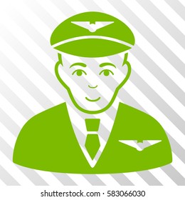 Eco Green Pilot toolbar icon. Vector pictogram style is a flat symbol on diagonally hatched transparent background.