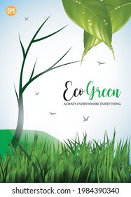 eco green poster. environmentally friendly always everywhere everything. vector illustration