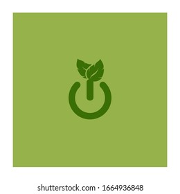Eco Eco Green Power Button logo and Icon. Logotipo de diseño conceptual para la industria, ahorro de la tierra, energía, ahorro de energía, energía solar.