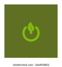 Eco Green Power Button logo and Icon. Concept design logo for industry, save the earth, energy, power saving, solar.