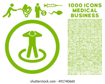 Eco Green Prisoner vector rounded icon. Image style is a flat icon symbol inside a circle, white background. Bonus clip art contains 1000 medicine business pictograms.