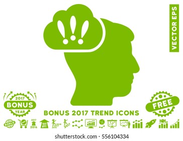 Eco Green Problem Brainstorm pictogram with bonus 2017 year trend symbols. Vector illustration style is flat iconic symbols, white background.