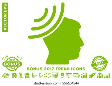 Eco Green Radio Reception Mind pictogram with bonus 2017 year trend clip art. Vector illustration style is flat iconic symbols, white background.