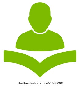 Eco Green Reader Boy interface pictogram. Vector pictograph style is a flat symbol on diagonal hatch transparent background.