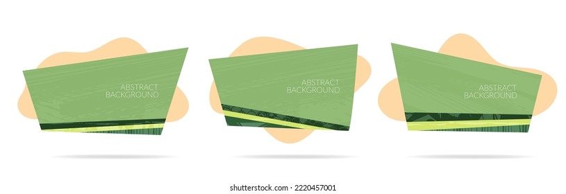 Eco green rectangle shape background. Environmental organic design, abstract nature cover. Ecological vector element, geometric border, fresh graphic template, summer backdrop, textured card set