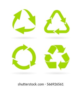 Eco green recycled symbol set vector illustration isolated on white background. Recycled icon eps.Flat design web elements for website, app or infographics materials.