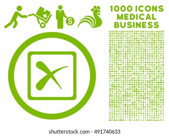 Eco Green Reject vector rounded icon. Image style is a flat icon symbol inside a circle, white background. Bonus clip art contains 1000 medical business elements.