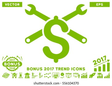 Eco Green Repair Service Price pictogram with bonus 2017 year trend elements. Vector illustration style is flat iconic symbols, white background.