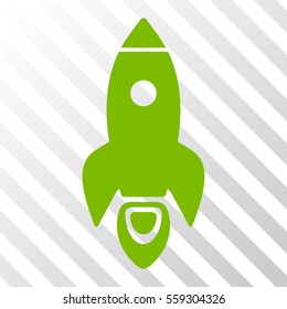 Eco Green Rocket interface icon. Vector pictogram style is a flat symbol on diagonally hatched transparent background.