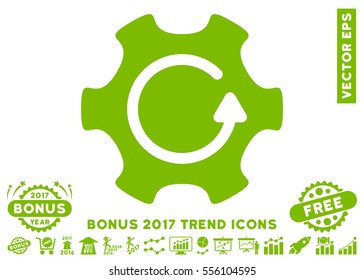 Eco Green Rotate Gear icon with bonus 2017 trend images. Vector illustration style is flat iconic symbols, white background.
