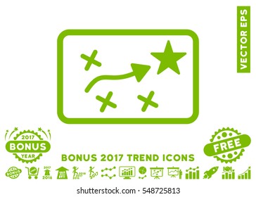 Eco Green Route Plan pictogram with bonus 2017 year trend clip art. Vector illustration style is flat iconic symbols, white background.