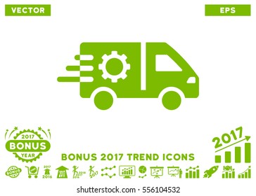Eco Green Service Car pictogram with bonus 2017 year trend pictograph collection. Vector illustration style is flat iconic symbols, white background.