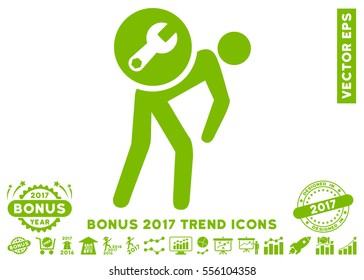 Eco Green Service Courier icon with bonus 2017 year trend clip art. Vector illustration style is flat iconic symbols, white background.