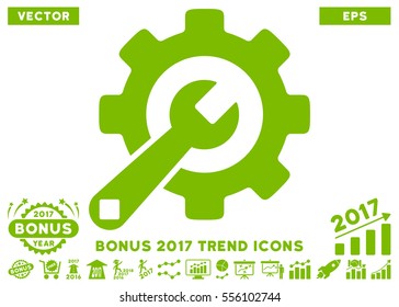 Eco Green Service Tools icon with bonus 2017 trend images. Vector illustration style is flat iconic symbols, white background.