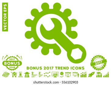Eco Green Service Tools pictogram with bonus 2017 year trend clip art. Vector illustration style is flat iconic symbols, white background.
