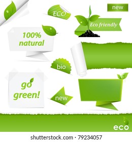 Eco Green Set, Isolated On White Background, Vector Illustration