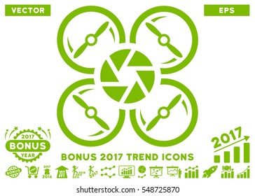 Eco Green Shutter Drone icon with bonus 2017 year trend design elements. Vector illustration style is flat iconic symbols, white background.
