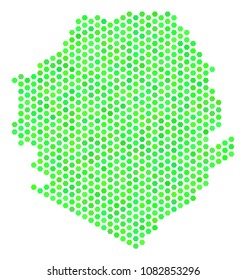 Eco green Sierra Leone map. Vector hex-tile geographic map drawn with fresh green color tints. Abstract Sierra Leone map composition is done with hexagonal blots.