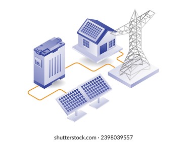 Eco green solar panel concept for home power lines