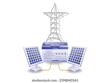 Eco green solar panel concept for home power lines 
